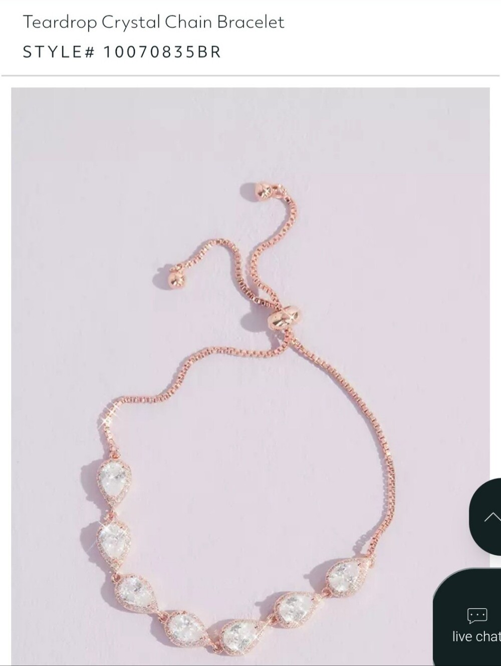Davids Bridal Rose Gold Teardrop CZ Bracelet - Women Jewelry